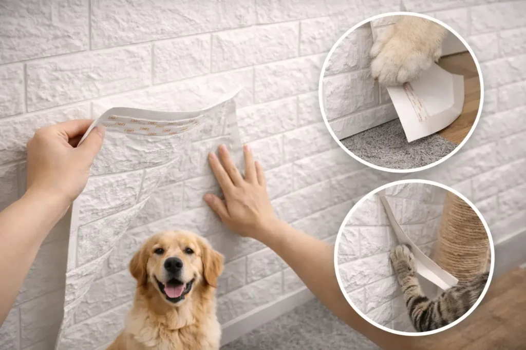 نکات نصب دیوارپوش فومی در خانه های دارای حیوان خانگی برای جلوگیری از بلند شدن لبه ها و آسیب های تکراری